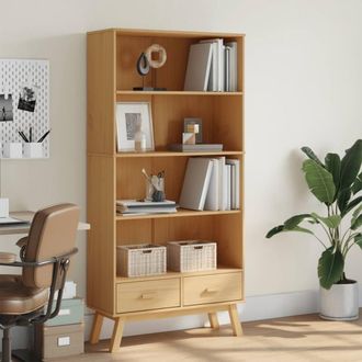 Berkfield Home Beautiful Bookcase 4-Tier OLDEN Brown Solid Wood Pine in Light Brown