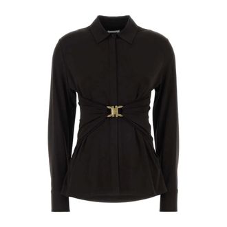Ferragamo Shirts, female, Brown, Size: S Stretch Viscose Shirt