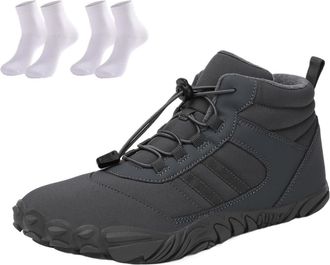 Generic Waterproof Snow Boots for Women | Non-Slip Fur Lined Mid Calf Sneakers | Lightweight Ankle Booties for Cold Weather Hiking(Gray 2,12.5 Women/11.5 Men)