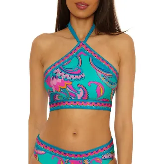 Trina Turk Mykonos High Neck Bikini Top in Multi at Nordstrom, Size 4