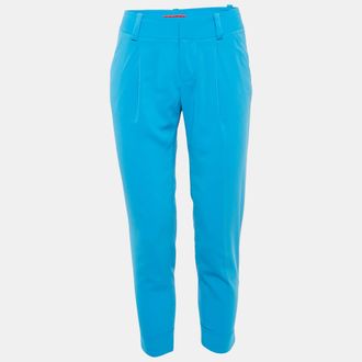 Alice & Olivia Blue Silk Slim Fit Trousers