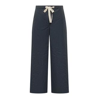 Max Mara Wide Trousers, female, Blue, Size: XL Argento Drawstring Trousers