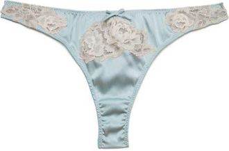 Fleur du Mal Juliet Stretch Silk & Thong in Frosted Mint at Nordstrom, Size 1