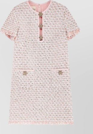 Valentino knee length dress fringe detailing