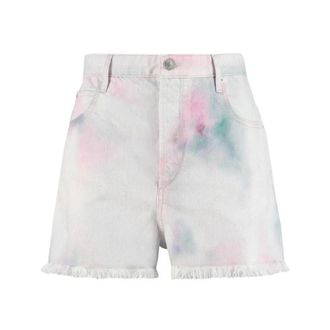 Isabel Marant Tie-Dye Fringe Cotton Skirt - female - Isabel Marant - Denim Shorts - Multicolor - S - Shorts