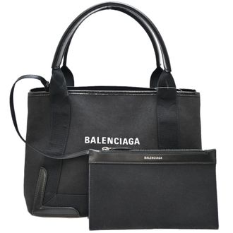 Balenciaga Black Canvas Leather Tote Bag (Pre-Owned)