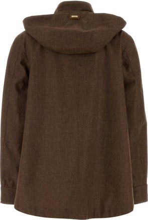 Herno Womens Reversibile Jacket Brown Linen Wool Silk