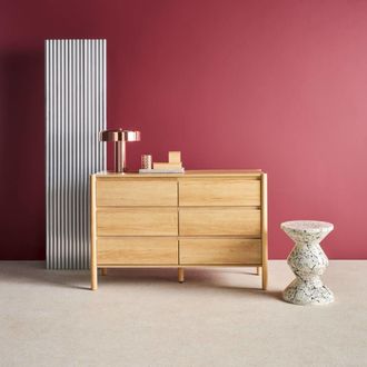 Sweeek C&oacute;moda con 6 cajones, decoraci&oacute;n de madera, natural