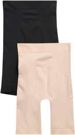 Skinny Girl Assorted 2-Pack Seamless High Waist Long Leg Shaping Shorts in Ondine Blush/Black at Nordstrom Rack, Size X-Large