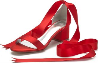 Miyoopark Comfortable Wedding Shoes for Women Block Low Heel Evening Sandals M535 Red UK 7.5