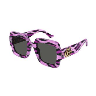 Gucci GG1547S Glitter Fuchsia & Black Striped Sunglasses - Pink