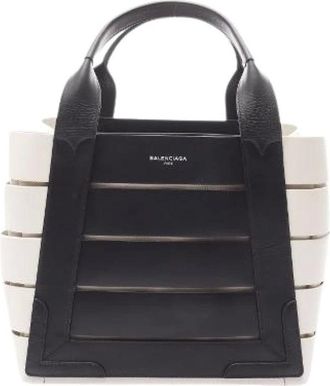 Balenciaga Pre-owned Tote Bags, female, Multicolor, Size: ONE SIZE Pre-owned Marin Leather Canvas Tote Bag