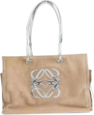 Loewe Pre-owned Handbags, female, Beige, Size: ONE SIZE Pre-owned Suede Handbag