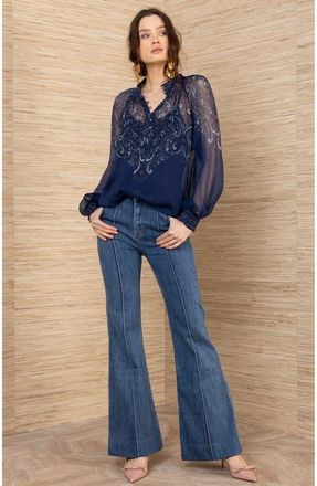 Hale Bob Rylan Silk Top in Navy at Nordstrom, Size X-Small