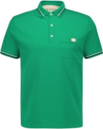 Valentino Garavani Tops, Heren, Groen, L, Katoen, VLogo Katoenen Piqu&eacute; Polo