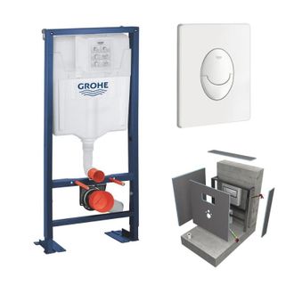 GROHE Set Marco De Soporte Grohe Solido Con Revestimiento Wedi I-board, Blanco, Con Revestimiento De Hormig&oacute;n Gris