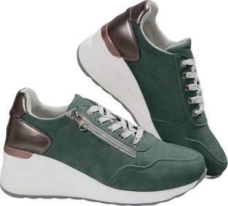 Generic High Heel Wedge Sneakers for Women Fashion Lace Up Platform Non Slip Walking Shoes Womens Casual Orthopedic Sneaker Running Athletic Tennis Sports Sho