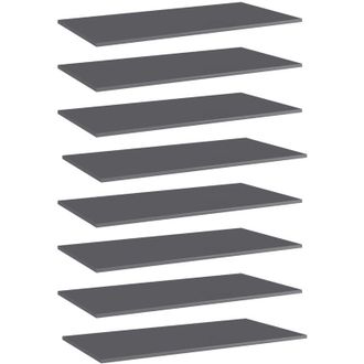 vidaXL Estante Estanter&iacute;a 8 Uds Contrachapada Gris Brillo 80x30x1,5 Cm Vidaxl