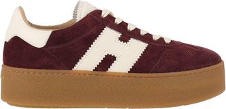 Hogan Burgundy Suede H698 Low-Top Sneakers
