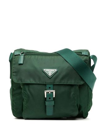 Prada 2013-2025 Tessuto Zip Buckle Messenger Bag crossbody bag - Green