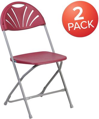 Flash Furniture 2 Pack HERCULES Series 650 lb. Capacity Burdy Plastic Fan Back Folding Chair