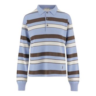J.W.Anderson Tops, Dames, Veelkleurig, M, Katoen, Gebreide Rugby Polo Top met Strepen