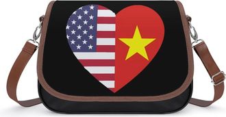 Generic U.S.A. Vietnam Flag Heart Small Womens Crossbody Bags Shoulder Handbag with Adjustable Strap for Travel