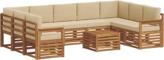 vidaXL Conjunto De Sof&aacute;s De Exterior 10 Uds. Natural Y Beige Vidaxl
