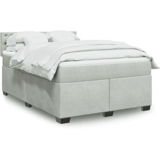 vidaXL Vidaxl - Cama Box Spring Con Colch&oacute;n Terciopelo Gris Claro 140x190 Cm