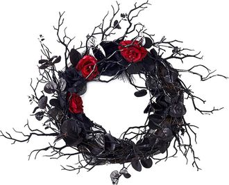 OEM Una Corona G&oacute;tica De Halloween Adornada Con Rosas Artificiales, Vers&aacute;til Y Perfecta Para La Decoraci&oacute;n