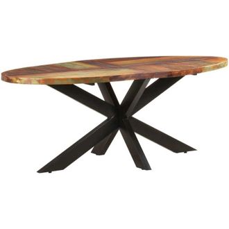 vidaXL Mesa De Comedor Ovalada Madera Maciza Reciclada 200x100x75 Cm Vidaxl