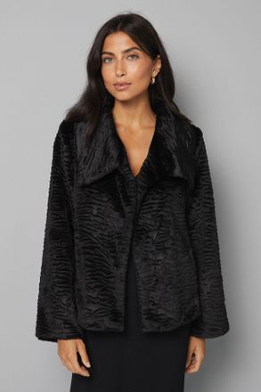 Wallis Womens Faux Fur Collar Detail Coat - Black - Size 14 UK