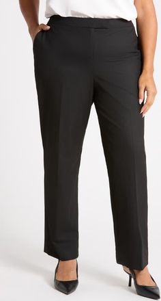 Kasper Washable Claire Straight Leg Pants in Black at Nordstrom, Size 14W