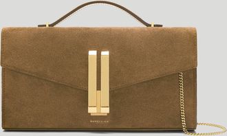 DeMellier The Vancouver Clutch in Tobacco Suede Leather Clutch