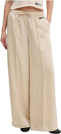 Karl Lagerfeld KLJ Wide Leg Satin - Dames - Wijde Broeken - Beige - XS - Polyester - Broeken