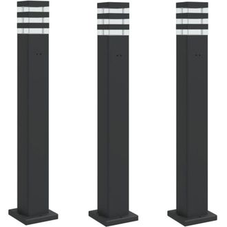 vidaXL Vidaxl - L&aacute;mparas Suelo Exterior Con Enchufe 3 Uds Aluminio Negro 80 Cm
