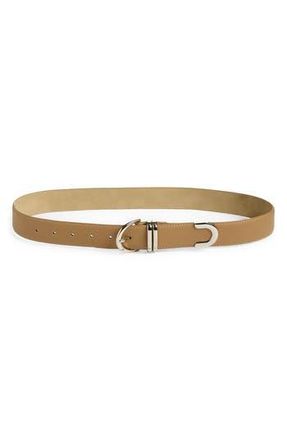 Steve Madden Feathered Edge Faux Leather Belt in Latte at Nordstrom Rack, Size X-Large