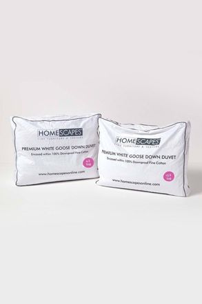 Homescapes Premium White Goose Down 15 Tog All Seasons Duvet | Size: Double