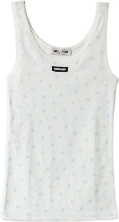 Miu Miu Tanktop met bloemenprint - Wit