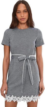 CeCe by Cynthia Steffe Denim Linen A-line Tie Waist Mini Dress Womens Dress Med Indigo : 12, Cotton/Linen