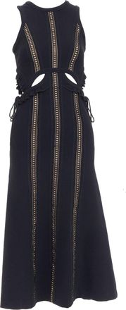 Self Portrait Self Portrait lattice cut out overlay crew midi dress