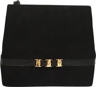 Ferragamo Vara Black Suede Shoulder Bag (Pre-Owned)