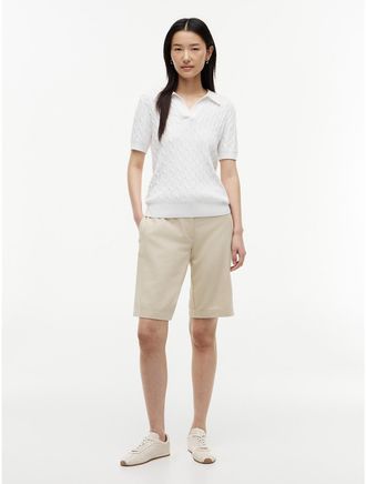 Tommy Hilfiger Womens Linen-Blend 11 Bermuda Short - Beige - XL