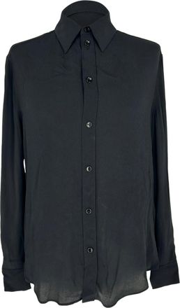 Celine Pre-owned Womens Button Up Longsleeve Blouse in Black Acetate - Size EU 38