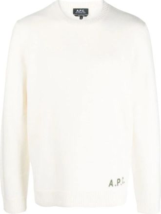 A.P.C. Trui met ronde hals - Heren - Ronde hals truien - Beige - XL - Katoen - Truien & Vesten