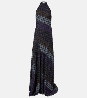 Missoni Halterneck knitted lam&eacute; gown