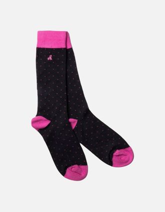 Swole Panda Womens SPOTTED PINK SOCKS - Black/Black - Size: 4/4.5/5/5.5/6/6.5/7