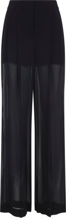 Alberta Ferretti Black Silk Georgette Pants-Donna