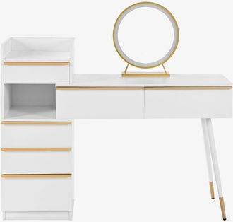 Urban Meuble Tocador blanco con bandeja retr&aacute;ctil y espejo led