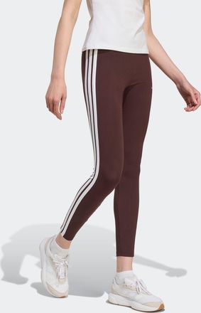 adidas Trainingstights ADIDAS SPORTSWEAR ESSENTIALS 3-STREIFEN COTTON, Damen, Gr. XS, N-Gr, weiss (shadow braun, wei&szlig;), Obermaterial: 90% Baumwolle, 10% Elas